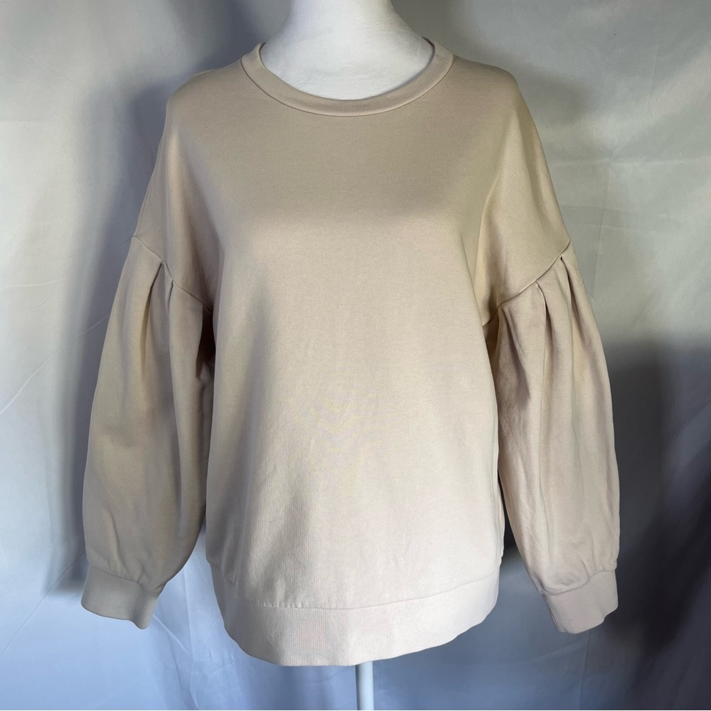 COS Balloon Puff Sleeve Drop Shoulder Crewneck Sweatshirt‎ Cream Size Small